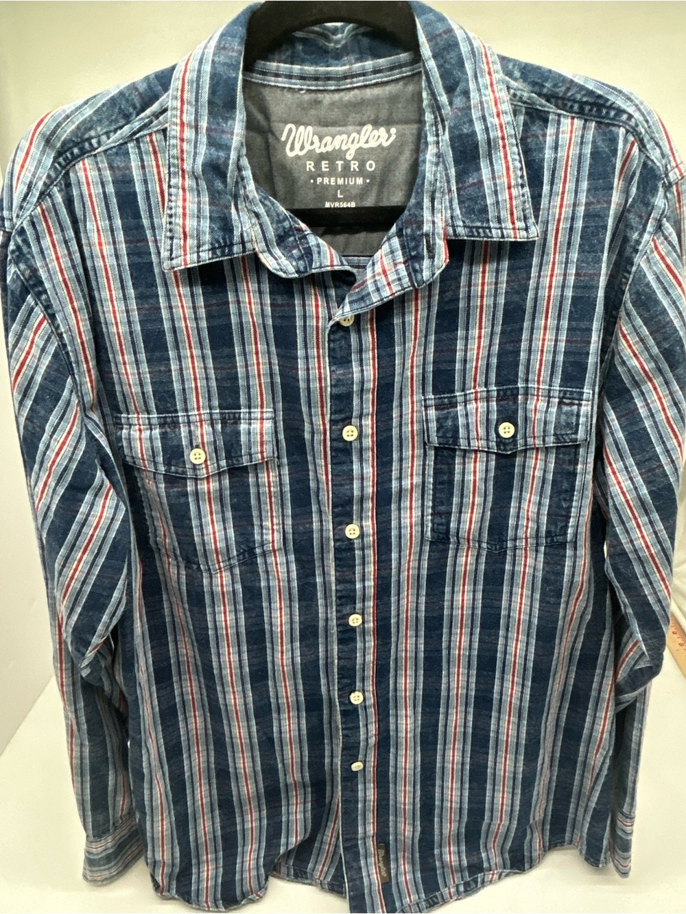 Wrangler Retro Premium Men's Blue Plaid Button-Up Shirt